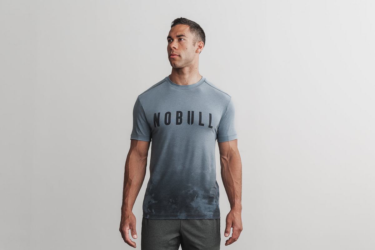 Nobull Dip-Dye Men\'s T Shirts Blue | Australia (AK9367)